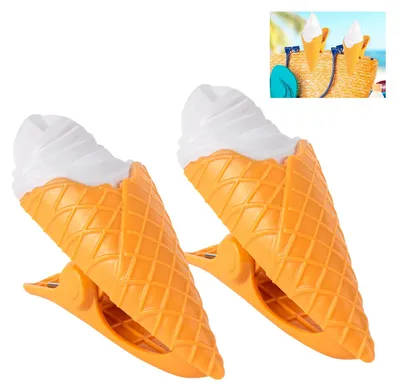 2er Set Eiscreme-Handtuchclips, Kunststoff, Strand, Pool
