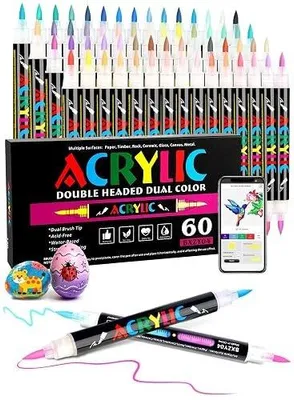 Zdjęcie produktu dla Markery akrylowe 48 szt zestaw dwustronna końcówka dla artystów