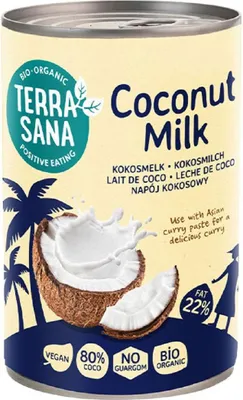 COCONUT MILK - NAPÓJ KOKOSOWY BEZ GUMY GUAR (22 % TŁUSZCZU) BIO 400 ml - TERRASANA