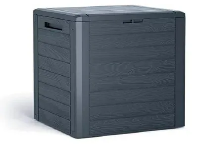 Gartentruhe PROSPERPLAST Woodebox 140L Anthrazit Kunststoff 58,5x46x55 cm