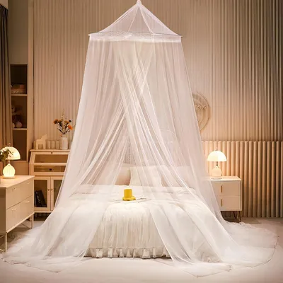 Produktbild von Moskitonetz, wei?e Tagesdecke, gro?es, kuppelf?rmiges H?ngemoskitonetz, geeignet fš¹r Einzel-, Doppelbett, Kingsize-Bett und Kinderbett.