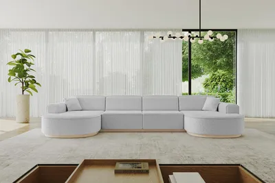 Produktbild von ALTDECOR Ecksofa in U-Form  MARI-U2-v1 - 388x171x83 cm Hellgrau -  Corner Sofa Bett Eckcouch Couch L-Form Wohnlandschaft Cauchsofa
