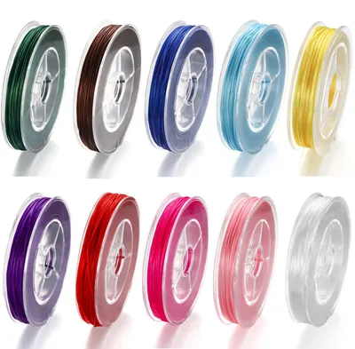 Produktbild von Elastische Schmuckschnur - 10 Rollen Nylonfaden für die Schmuckherstellung - Mehrfarbig - 0,8 mm Durchmesser