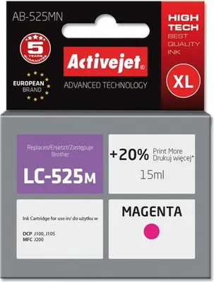 Produktbild von Activejet Tusz zamiennik do drukarki Brother LC525M AB-525MN Supreme czerwony 15 ml