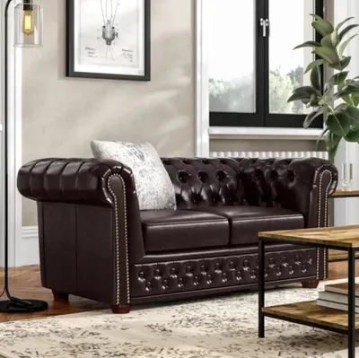 Immagine prodotto di Divano di design a 2 posti divano Chesterfield set di sedili imbottiti in Similcuoio nuovo