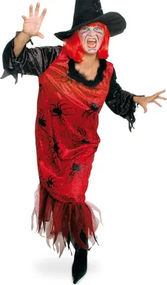 Produktbild von Rote Spinnen Hexe Hexen Kostüm Kleid Gr. 46 Halloween Karneval Fasching Party
