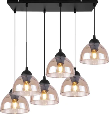 Immagine prodotto di Lampada a sospensione Venice a 6 luci con paralumi in vetro ambrato E27