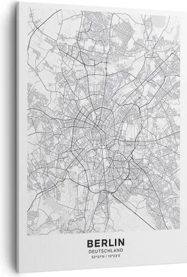 Produktbild von Bild auf Leinwand - Leinwandbild - Einteilig - Stadt Karte Berlin - 50x70cm - Wand Bild - Wanddeko - Wandbilder - Leinwanddruck - Wanddekoration - Leinwand bilder - Wandbild - PA50x70-4681