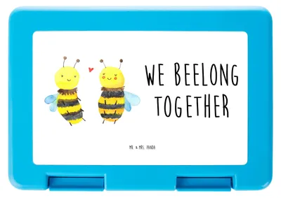 Produktbild von Mr. & Mrs. Panda Bento Box Biene Verliebt - Weiß - Geschenk, Bentobox, Pausenbrotbox, Snackbox, Lunchbox, Brotzeitdose