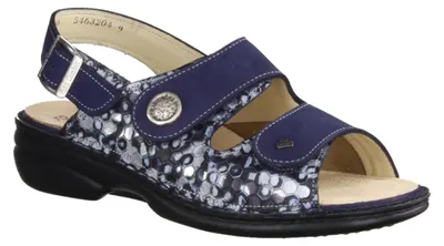 Produktbild von Finn Comfort Isera Damensandale, Leder, Indigo/Marine, Finnstretch, - Passformübersicht Finn comfort Marken Finn Comfort Finnstretch, Blau, leder (esandra/nabuk/stretchcamo)
