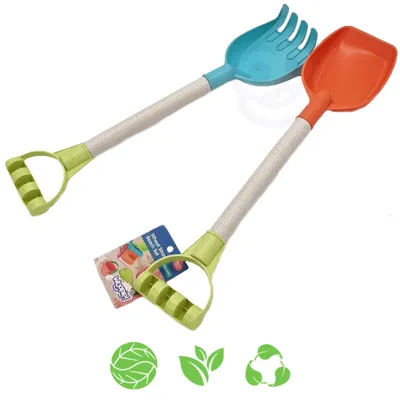 Zdjęcie produktu dla WOOPIE GREEN Zestaw do Piasku Łopatka i Grabki 51 cm BIODEGRADOWALNY ORGANICZNY MATERIAŁ
