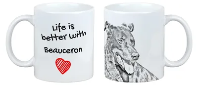 Productafbeelding van Franse herdershond Beauceron mok met hond het leven is beter Art-Dog