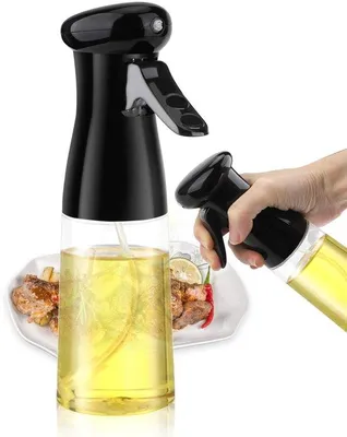 Produktbild von Olivenöl-Spraydose, Sprühflasche für das Kochen, 210ml, für die Küche, Kochen, Braten, Grillen, BBQ, schwarze Sprühflasche