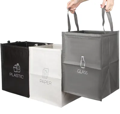 Productafbeelding van Afvalscheidingssysteem voor de keuken - 3 compartimenten voor glas, plastic en papier - Prullenbak voor afvalscheiding