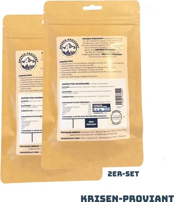 Produktbild von Krisen-Proviant - 2er-Set Zartbitter-Schokolade, Notvorrat/Notration 5 Jahre MHD