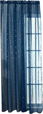 Produktbild von Moderner glänzender Stern transparent Tüll Voile Vorhang Wohnzimmer Fenster Drapierendekoration-Navy blau ,Größen:100cm x 270cm