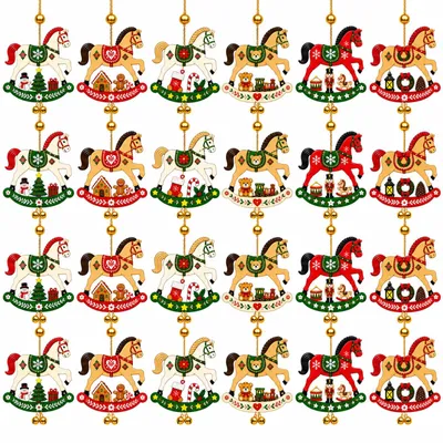 Weihnachtsanhänger Holzpferd, mehrfarbig, 1 Stück