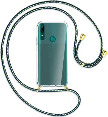 Produktbild von Handykette Backcover-Schutzhülle mit Band (Metall goldfarben) für Huawei P Smart Z - grün/blau/weiß