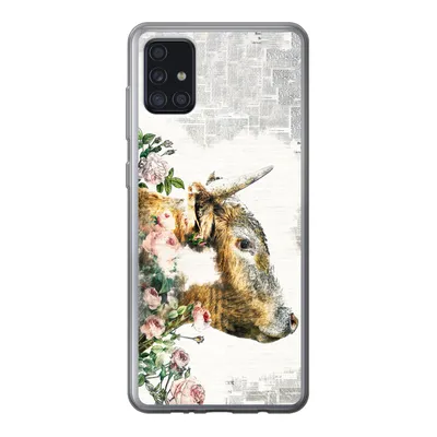 Produktbild von MuchoWow® Handyhülle Schutzhülle Hülle für Samsung Galaxy A52 5G Schottischer Highlander - Farbe - Blumen Silikon Softcase Handy Hülle - Umschlag