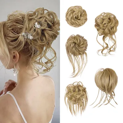 Produktbild von Haarteil mit Gummiband, 5 Stück, gewellt, Kunsthaar, Messy Bun, Damen