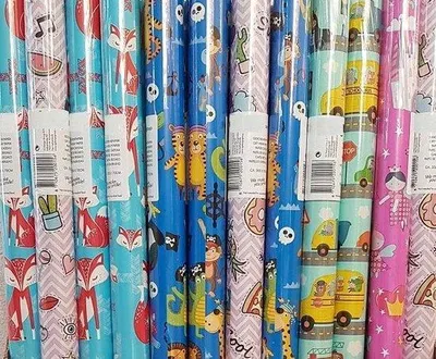 Productafbeelding van 5 rollen cadeaupapier voor kinderen 200 x 70 cm