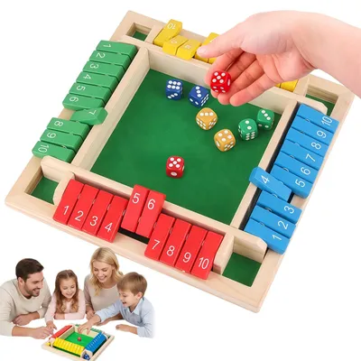 Produktbild von Holzspiel Shut the Box, 8 Würfel, Würfelspiel für Erwachsene, Familienspiel