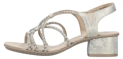 Produktbild von Rieker 6497060 649 Damenschuhe Sandalen Hoch Sandalette Silber Freizeit