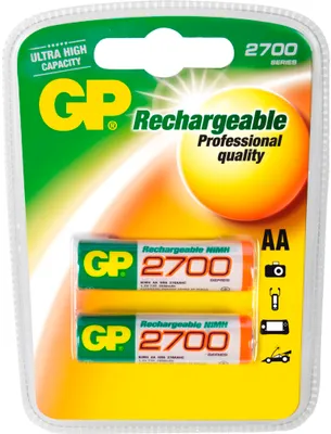 Obrázek produktu pro GP Batteries AA, Dobíjecí baterie, AA, Nikl-metal hydridová (NiMH), 1,2 V, 2 kusů, 2600 mAh