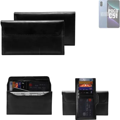Produktbild von K-S-Trade Handy Hülle kompatibel mit POCO C51 Schutz Hülle Tasche Schutz Case Handytasche Kunstleder schwarz, 1x