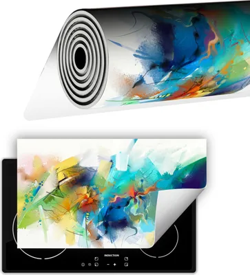 Produktbild von Herdabdeckplatte abdeckung Glaskeramikkochfeld abdeckplatte 90x52 cm Anti Rutsch Matte Aufrollbar, Bild Bunt