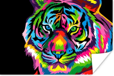 Produktbild von MuchoWow® Poster Tiger - Kopf - Regenbogen 120x80 cm - Bilder
