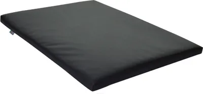 A dark gray dog mat on a white background.