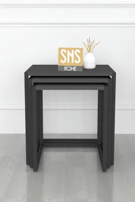 Image de Ensemble de tables basses SNS Home, 3 pièces, structure métallique anthracite