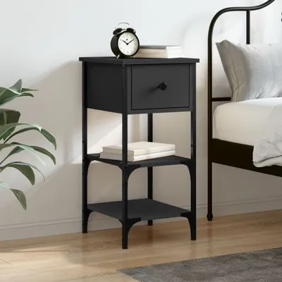 Zdjęcie produktu dla vidaXL Stolik nocny czarny 34x36x70 cm materiał drewnopochodny
