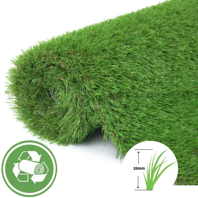 Produktbild von Kunstrasen Rasenteppich für Garten Balkone Terrassen Wintergärten - Höhe: 33 mm Meterware Wasserdurchlässig 200 x 400 cm Grün Fiji