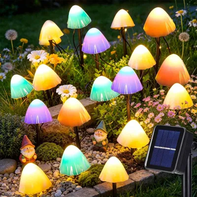 Solar-Pilzleuchten 5 m, 20 LED, wasserdicht, für Garten