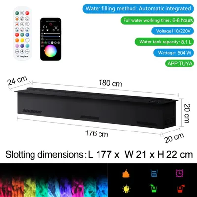 Immagine prodotto di Camino elettrico - Camino decorativo - Camino a vista - Stufa elettrica - Effetto fiamma LED 3D in 9 colori