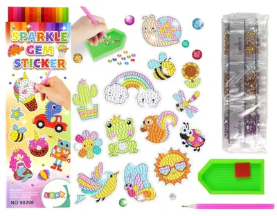 Productafbeelding van Diamantborduurstickerset Dierentuin Regenboogmozaïek