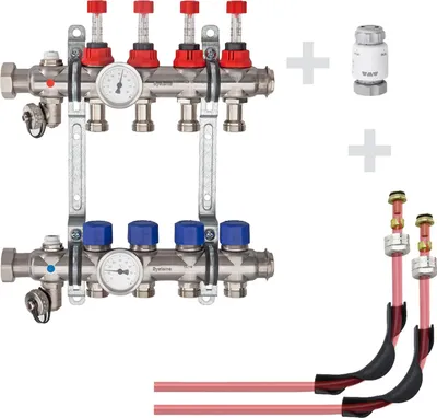 Imagen del producto de Kit de conexión Schlüter para BEKOTEC-EN FTS, para 4 circuitos de calefacción, tubería de Ø 12 mm