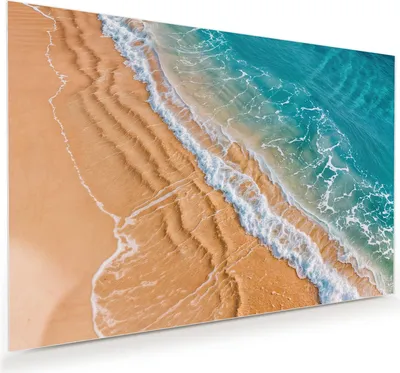 Produktbild von Glasbild 90x60cm in XXL für Wohnzimmer, Schlafzimmer Motiv Wellen am Strand