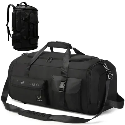Reisetasche 65 L, Sporttasche mit Schuhfach, schwarz, 60x35x30 cm