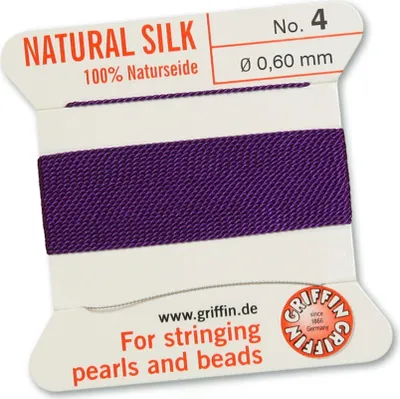 Produktbild von Perlseide Natur amethyst Nr-4-0,60mm - 2m / 1 Nadel