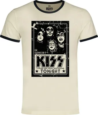 Produktbild von Kiss T-Shirt Herren In Concert - Ringer Shirt altweiß S