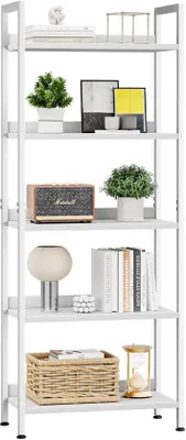 Image de Étagère de rangement à cinq niveaux de style industriel, 100 x 50 cm, avec structure métallique