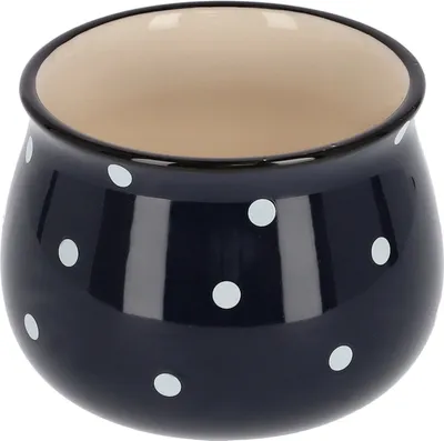 Image de KOTARBAU® Céramique Pot de fleurs Cache-pot ⌀ 110 mm Bleu foncé à pois blancs
