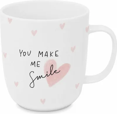 Produktbild von PPD Make me Smile Mug 2.0 D@H, Henkelbecher, Kaffeetasse, Becher, Tasse, New Bone China, Weiß / Rosa, 400 ml, 551342