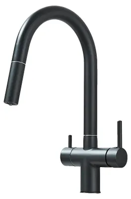 Obrázek produktu pro Kuchyňská baterie, dvoupáková, otočná o 360 stupňů, matná černá barva