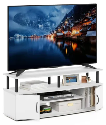 TV-Ständer mit 2 Türen, für Fernseher bis 140 cm, Weiß