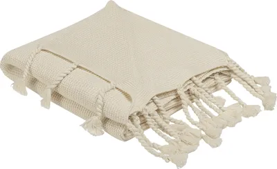 Obrázek produktu pro BELIANI Deka béžová bavlna 125 x 150 cm přehoz přes postel boho styl