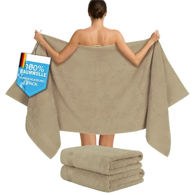 Produktbild von Hammetex Saunahandtücher 2er Set 80x200 cm – 100% Baumwolle Frottier, 500 GSM,